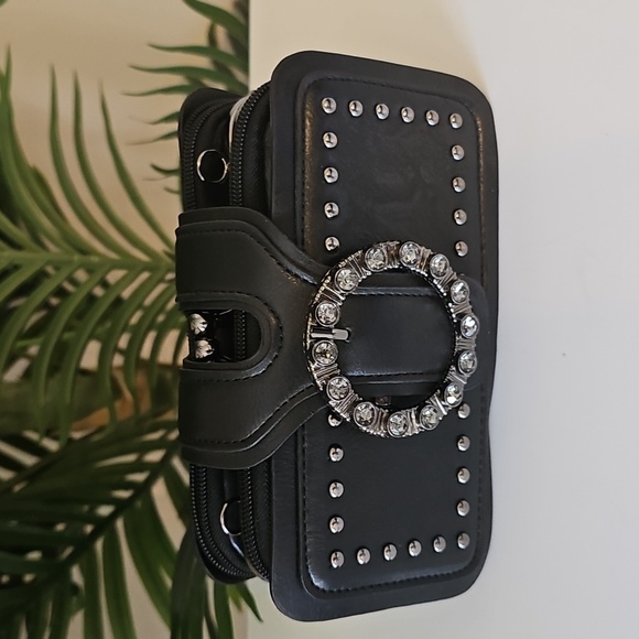 VINTAGE Black Leather Shoulder Bag - Picture 6 of 9